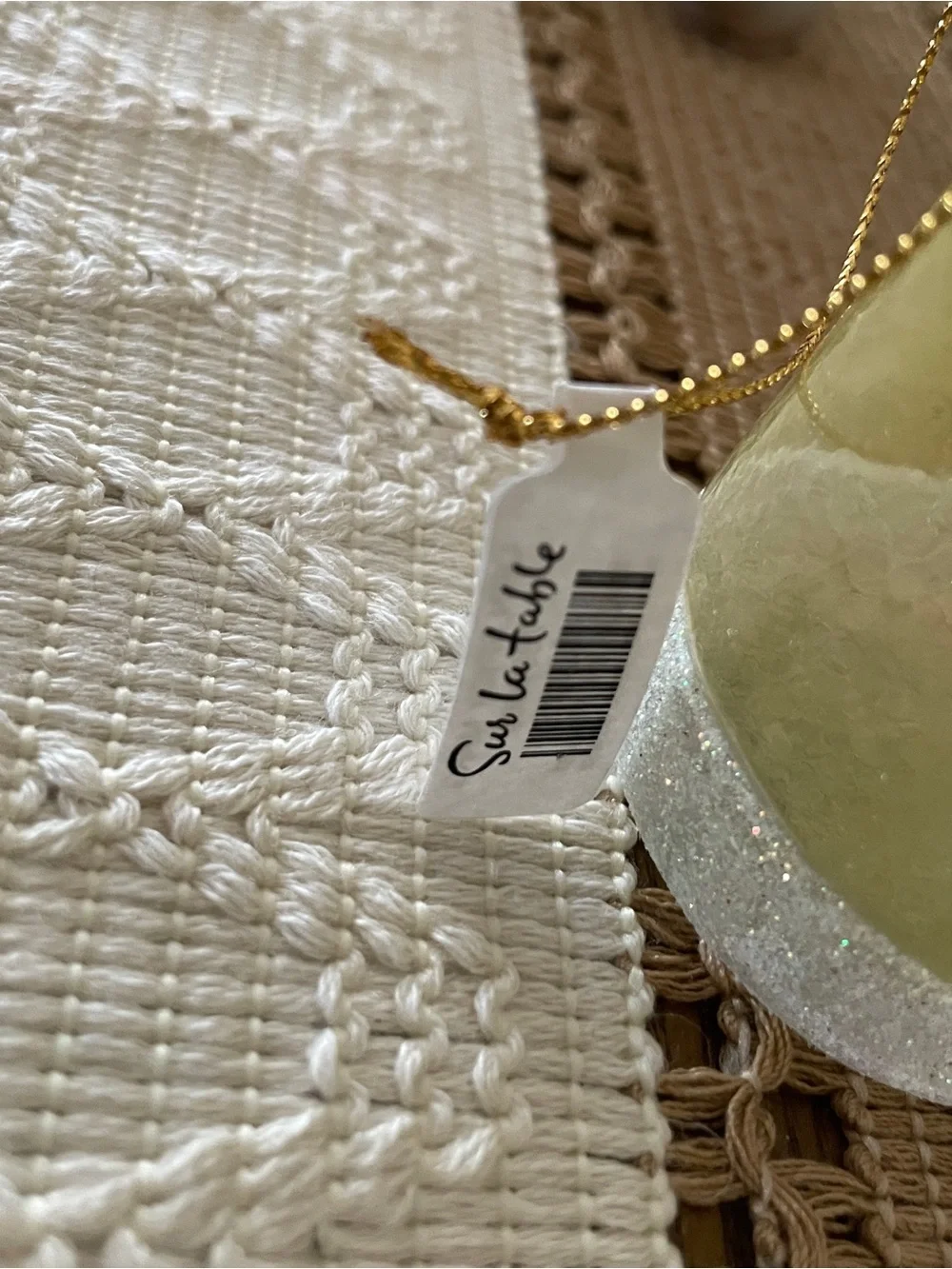 Sur La Table Lime Margarita Ornament with Gold Glitter Rim
